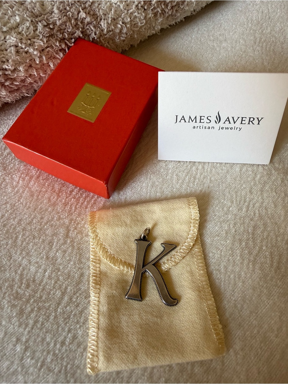 JAMES AVERY Rare Large Silver "K" Neckace Pendant - Classic Retired Design